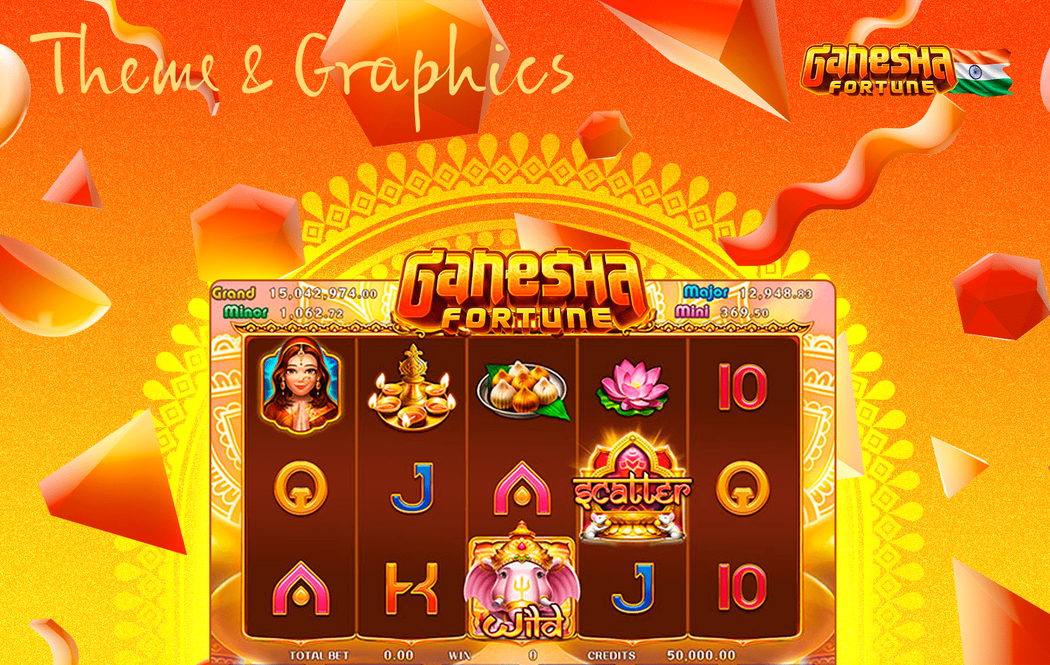 The Ganesha Fortune game is made brightly and atmospherically